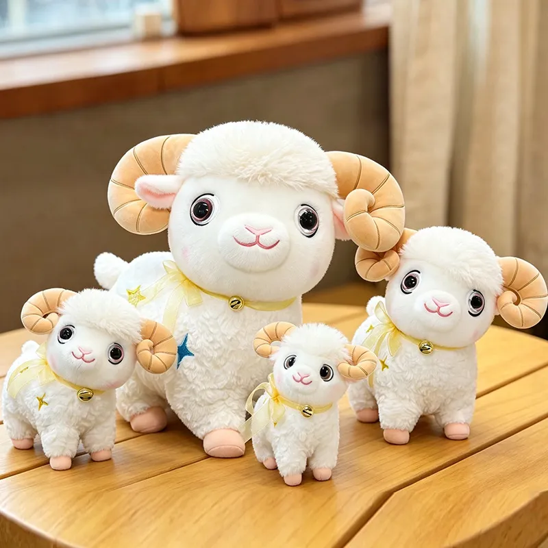 Cute Starry Big-Horned Sheep Plush Toy – Soft Dudu Sheep Stuffed Animal, Huggable Sleeping Pillow & Birthday Gift for Kids